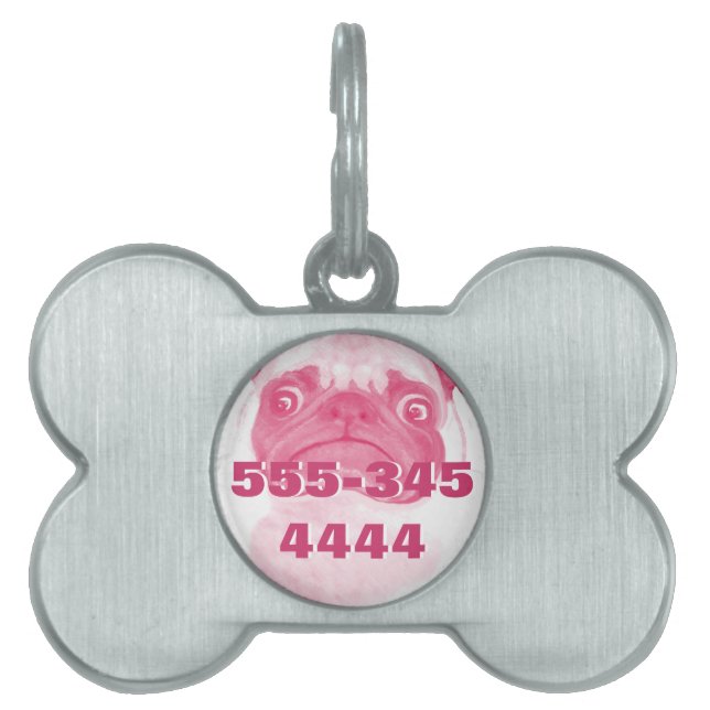 Personalisiert PINK Grumpy Puggy Tiermarke (Vorderseite)