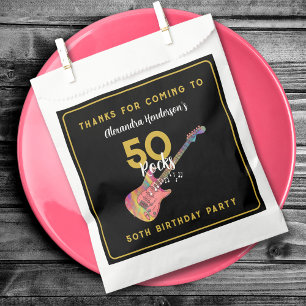 Personalisiert Pink Guitar 50. Geburtstag Vielen D Geschenktütchen