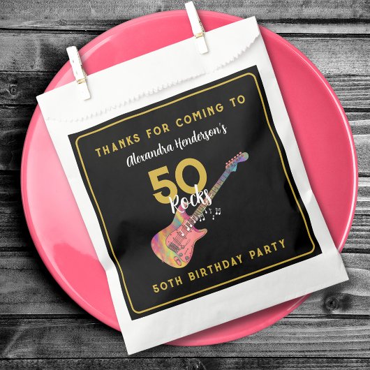 Personalisiert Pink Guitar 50. Geburtstag Vielen D Geschenktütchen