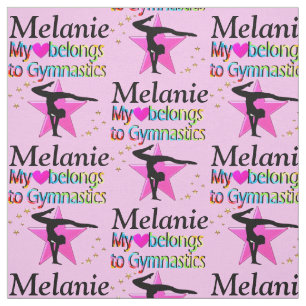 PERSONALISIERT PINK GYMNASTICS STAR FABRIC STOFF