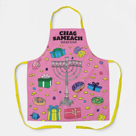 Personalisiert Pink Hanukkah Schürze (Vorderseite)