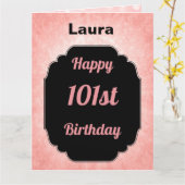 Personalisiert-pink-Happy 101. Geburtstag Karte (Gelbe Blume)