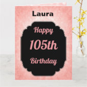 Personalisiert-pink Happy 105. Geburtstag Karte (Gelbe Blume)