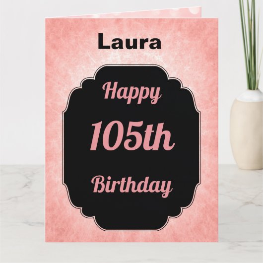 Personalisiert-pink Happy 105. Geburtstag Karte (Vorderseite)