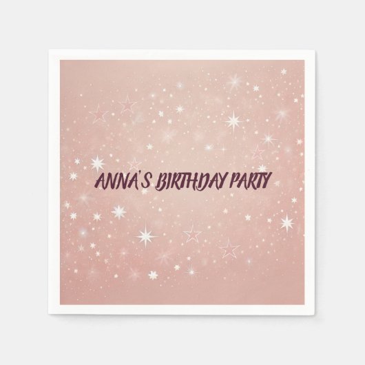 Personalisiert Pink Happy Birthday Napkins Serviette (Vorderseite)