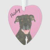Personalisiert Pink Heart Black Pitbull Staffy Ornament (Vorderseite)