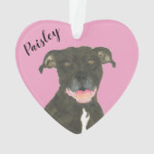 Personalisiert Pink Heart Black Pitbull Staffy Ornament (Rückseite)