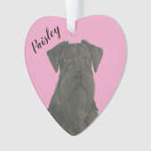 Personalisiert Pink Heart Black Schnauzer Ornament (Vorderseite)