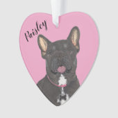 Personalisiert Pink Heart Black Tan Tricolo French Ornament (Vorderseite)