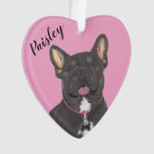 Personalisiert Pink Heart Black Tan Tricolo French Ornament (Vorderseite)