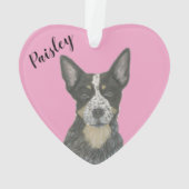 Personalisiert Pink Heart Blue Cattledog Heeler Ornament (Rückseite)