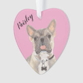 Personalisiert Pink Heart Blue Fawn Tricole French Ornament (Vorderseite)