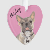 Personalisiert Pink Heart Blue Fawn Tricole French Ornament (Vorderseite)