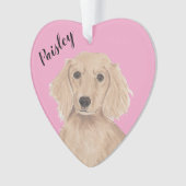Personalisiert Pink Heart English Red Dackel Ornament (Vorderseite)