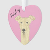 Personalisiert Pink Heart Fawn Greyhound Ornament (Vorderseite)