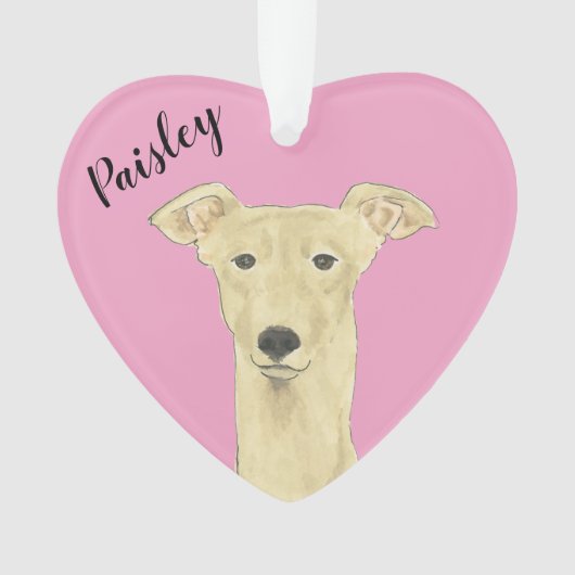 Personalisiert Pink Heart Fawn Greyhound Ornament (Vorderseite)