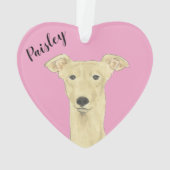 Personalisiert Pink Heart Fawn Greyhound Ornament (Rückseite)