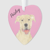 Personalisiert Pink Heart Fawn Tan Pitbull Staffy Ornament (Vorderseite)
