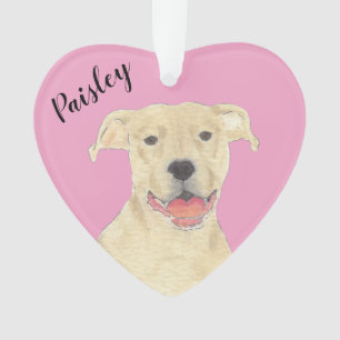 Personalisiert Pink Heart Fawn Tan Pitbull Staffy Ornament