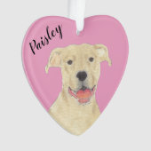 Personalisiert Pink Heart Fawn Tan Pitbull Staffy Ornament (Vorderseite)