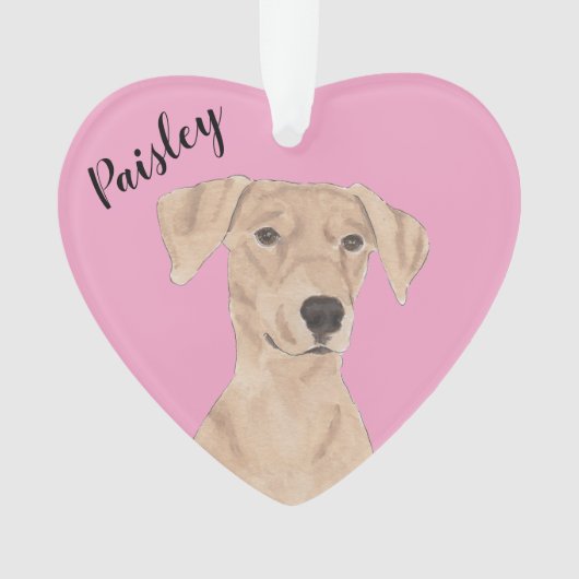 Personalisiert Pink Heart German Pinscher Ornament (Vorderseite)