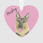 Personalisiert Pink Heart German Shepherd Ornament (Rückseite)