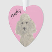 Personalisiert Pink Heart Gray Silver Poodle Ornament (Vorderseite)