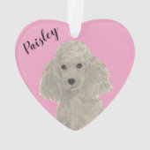 Personalisiert Pink Heart Gray Silver Poodle Ornament (Rückseite)