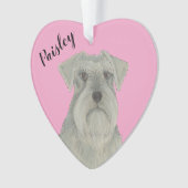 Personalisiert Pink Heart Gray SIlver Schnauzer Ornament (Vorderseite)