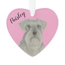 Personalisiert Pink Heart Gray SIlver Schnauzer