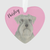 Personalisiert Pink Heart Gray SIlver Schnauzer Ornament (Rückseite)