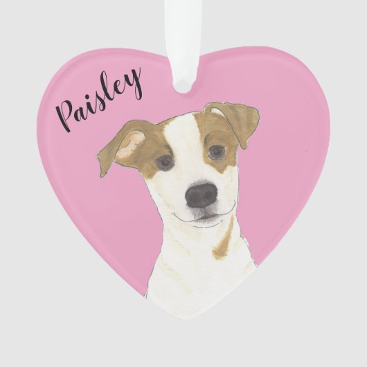 Personalisiert Pink Heart Jack Russell Terrier Ornament (Vorderseite)