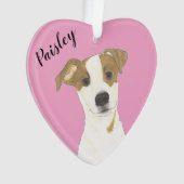 Personalisiert Pink Heart Jack Russell Terrier Ornament (Vorderseite)