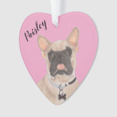 Personalisiert Pink Heart Masked Frenchie Ornament (Vorderseite)