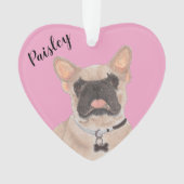 Personalisiert Pink Heart Masked Frenchie Ornament (Vorderseite)