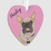 Personalisiert Pink Heart Masked Frenchie Ornament (Vorderseite)