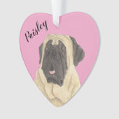 Personalisiert Pink Heart Mastiff Ornament (Vorderseite)