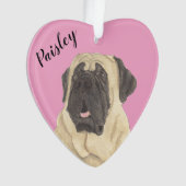 Personalisiert Pink Heart Mastiff Ornament (Vorderseite)