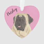 Personalisiert Pink Heart Mastiff Ornament (Rückseite)