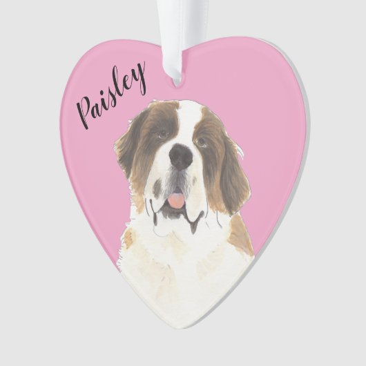 Personalisiert Pink Heart St. Bernard Dog Ornament (Vorderseite)