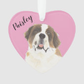 Personalisiert Pink Heart St. Bernard Dog Ornament (Vorderseite)