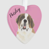 Personalisiert Pink Heart St. Bernard Dog Ornament (Vorderseite)