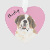 Personalisiert Pink Heart St. Bernard Dog Ornament (Rückseite)