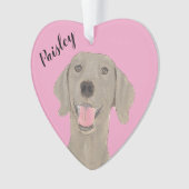 Personalisiert Pink Heart Weimaraner Ornament (Vorderseite)