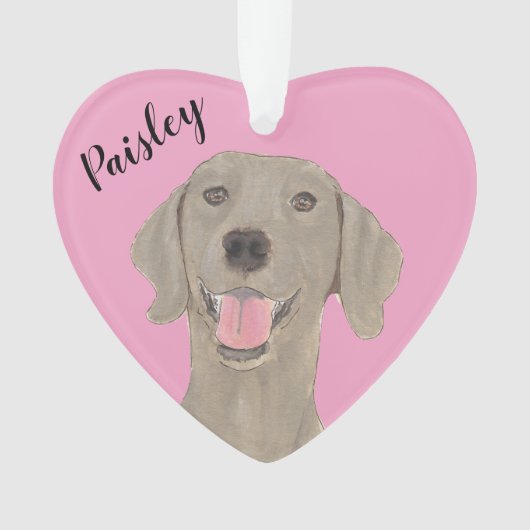 Personalisiert Pink Heart Weimaraner Ornament (Vorderseite)