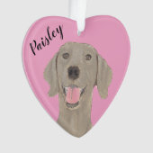 Personalisiert Pink Heart Weimaraner Ornament (Vorderseite)