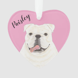 Personalisiert Pink Heart White English Bulldog Ornament