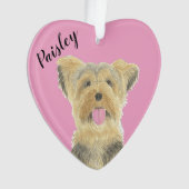 Personalisiert Pink Heart Yorkie Yorkshire Terrier Ornament (Vorderseite)