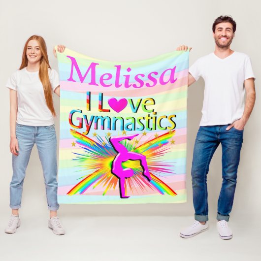 PERSONALISIERT PINK I LIEBE GYMNASTICS FLEECKET FLEECEDECKE (Beispiel)
