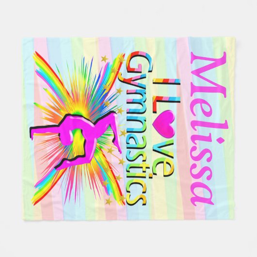 PERSONALISIERT PINK I LIEBE GYMNASTICS FLEECKET FLEECEDECKE (Vorderseite (Horizontal))